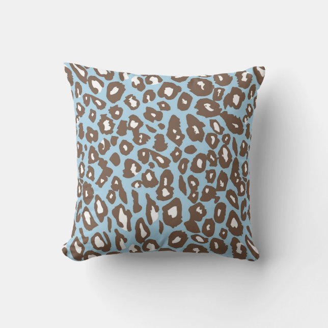 Blue and White Leopard Print Cushion (Front)
