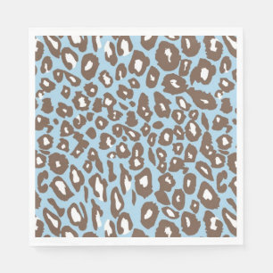 Blue and White Leopard Print Napkin