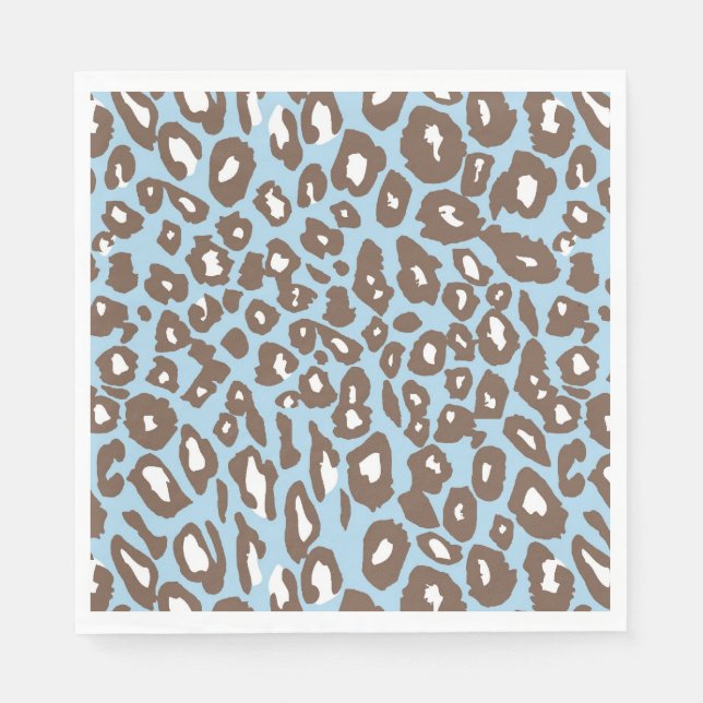 Blue and White Leopard Print Napkin (Front)