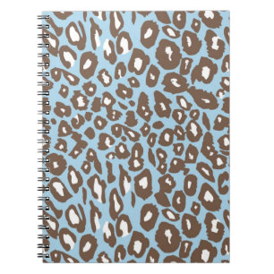 Blue and White Leopard Print Notebook