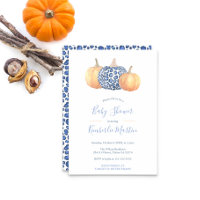 Blue And White Leopard Print Pumpkin Baby Shower