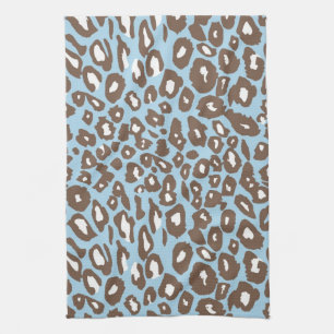 Blue and White Leopard Print Tea Towel