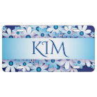 Blue and White License Plate
