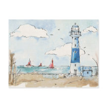 Blue and White Lighthouse