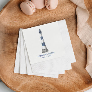 Blue and White Lighthouse Wedding Napkin
