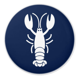 Blue and White, Lobster, Nautical, Coastal Ceramic Knob