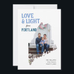 Blue and White Love and Light from Maine Holiday Card<br><div class="desc">You're proud to be from Maine, send out some light hearted state pride this holiday season with this one photo Hanukkah holiday card featuring textured type in periwinkle blue and navy and accented with snowflakes. Personalise with your own message of cheer, location, the year, your family name text and three...</div>