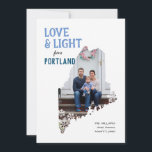 Blue and White Love and Light from Maine Holiday Card<br><div class="desc">You're proud to be from Maine, send out some light hearted state pride this holiday season with this one photo Hanukkah holiday card featuring textured type in periwinkle blue and navy and accented with snowflakes. Personalise with your own message of cheer, location, the year, your family name text and three...</div>