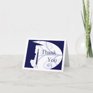 Blue and White Man Silhouette Thank You Card