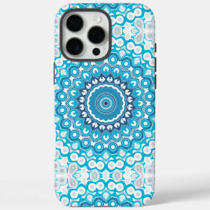 Blue and White Mandala Frosted Winter Geometric iPhone 16 Pro Max Case
