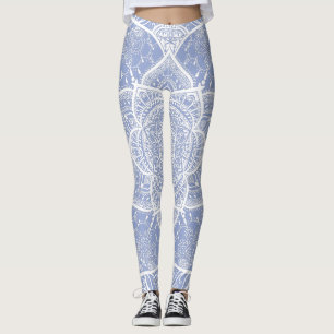 Blue and White Mandala - Loergann in Blueberry Leggings