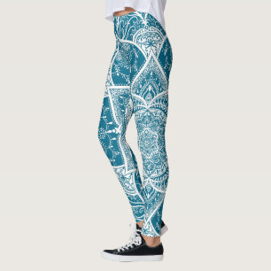 Blue and White Mandala - Loergann in Woad Leggings