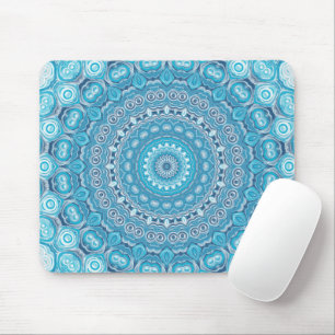 Blue and White Mandala Pattern Design Mouse Pad