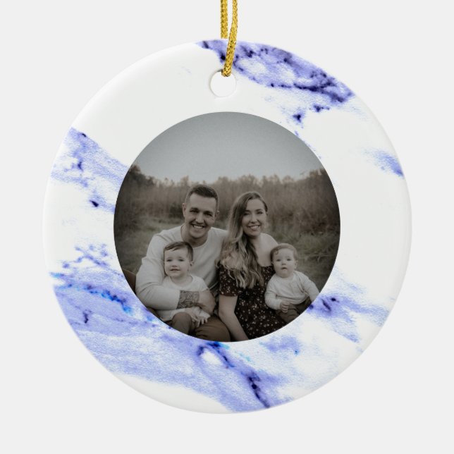 Blue and White Marble Ceramic Ornament (Front)