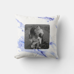 Blue and White Marble Cushion