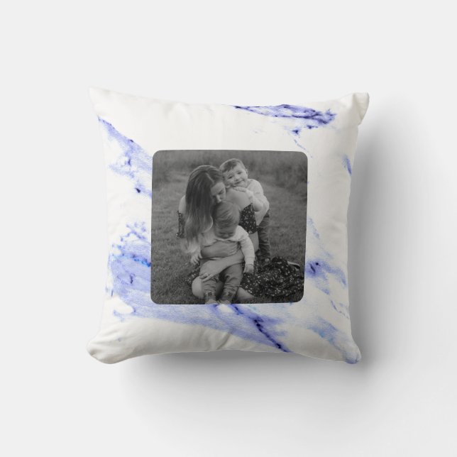 Blue and White Marble Cushion (Front)