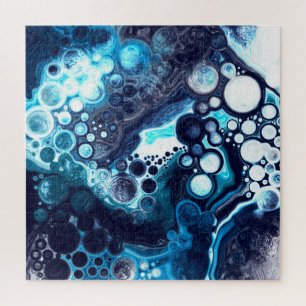 Blue and White Marble Fluid Art Jigsaw Puzzle