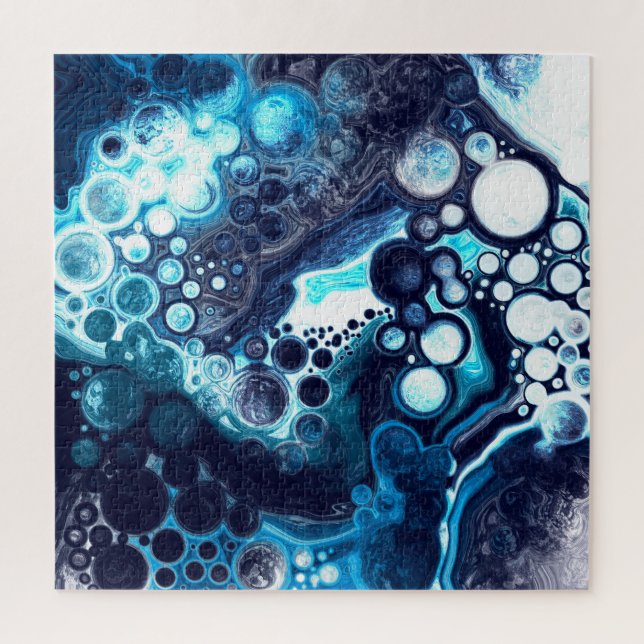 Blue and White Marble Fluid Art  Jigsaw Puzzle (Vertical)