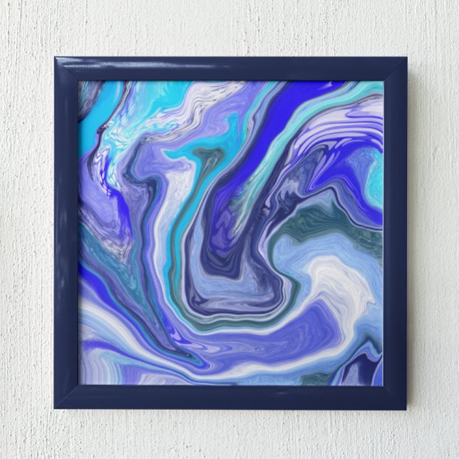 Blue and White Marble Fluid Art   Poster (Creator Uploaded)