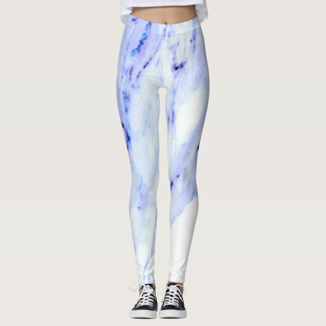 Blue and White Marble Leggings (Front)