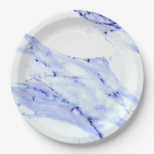 Blue and White Marble Paper Plate