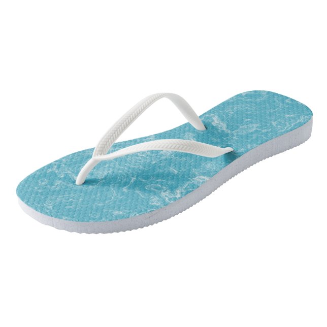 Blue and White Marble Swirl Abstract Thongs (Angled)