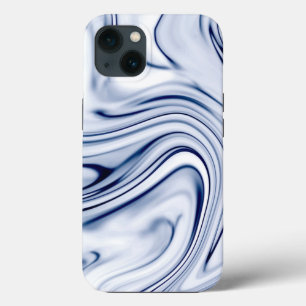 Blue and White Marble Swirl Effect  iPhone 13 Case