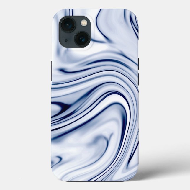 Blue and White Marble Swirl Effect  Case-Mate iPhone Case (Back)
