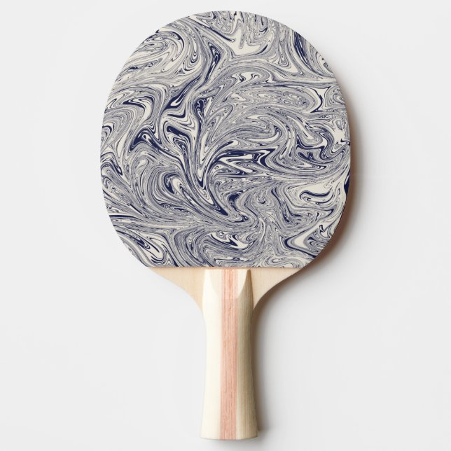 Blue and White Marble Swirl Ping Pong Paddle (Front)