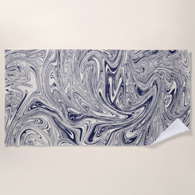 Blue and White Marble Swirl  Yoga Mat (Front)