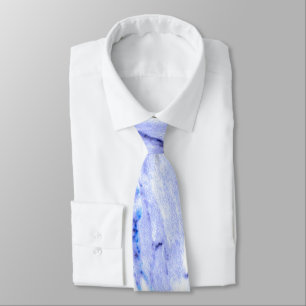 Blue and White Marble Tie