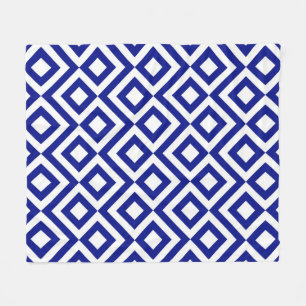 Blue and White Meander Fleece Blanket