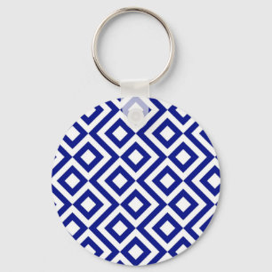 Blue and White Meander Key Ring