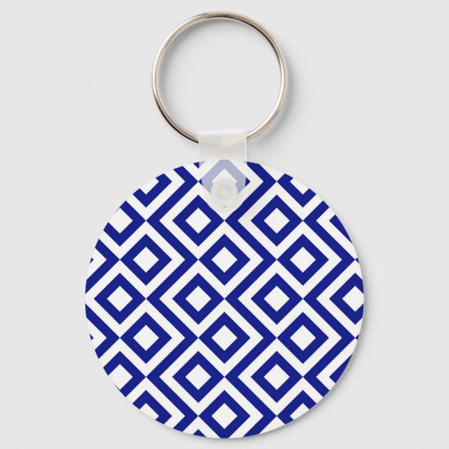 Blue and White Meander Key Ring (Front)