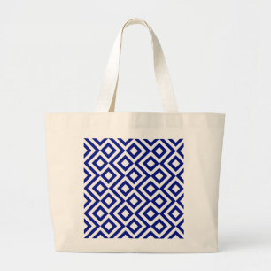 Blue and White Meander Large Tote Bag