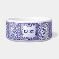 Blue and White Mediterranean Tile Custom Pet Name