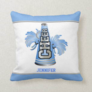 Blue and White Megaphone Cheerleader Pillow