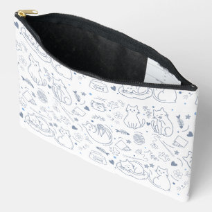 Blue and White Minimal Artisan Hobbies Accessory Pouch
