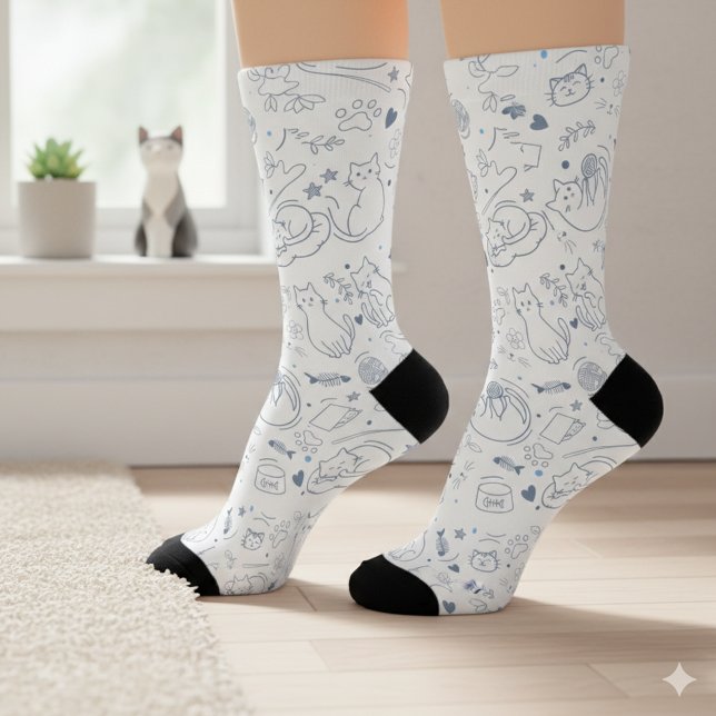 Blue and White Minimal Artisan Hobbies Socks (Creator Uploaded)