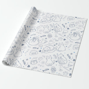 Blue and White Minimal Artisan Hobbies Wrapping Paper
