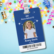 Blue and White Minimalist Child Homeschool ID