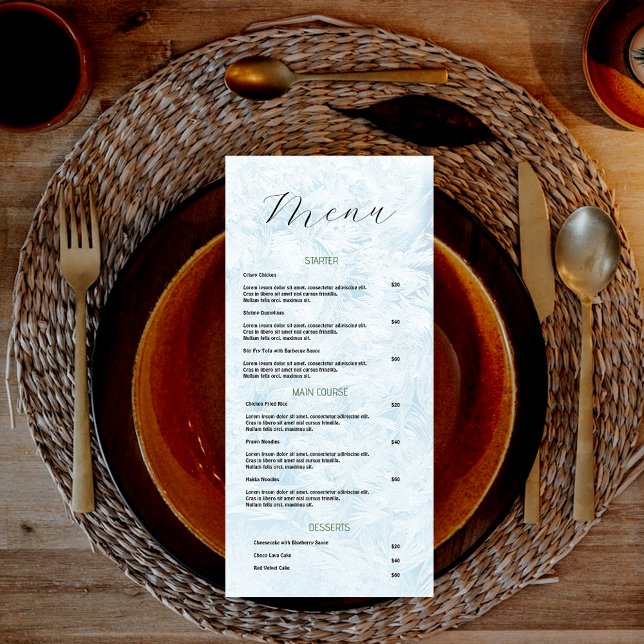 Blue And White Minimalist Menu List (Creator Uploaded)