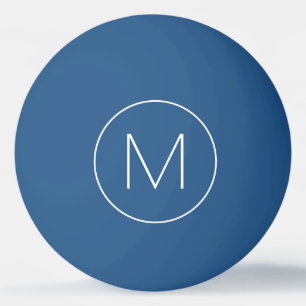 Blue and White Minimalist Modern Font Monogram Ping Pong Ball