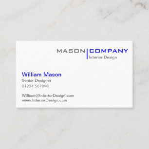 Blue and White Minimalistic Business Card