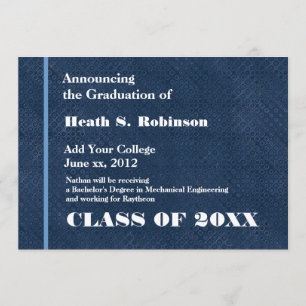 Blue and White Modern College Graduation Any Year Announcement