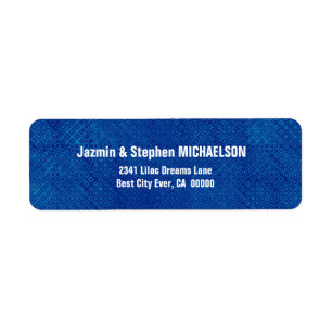 Blue and White Modern Op Art Dots Monogram S308 Return Address Label