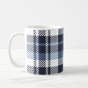 Blue and White modern tartan plaid Scottish seamle Coffee Mug