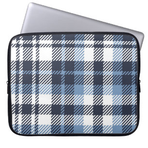 Blue and White modern tartan plaid Scottish seamle Laptop Sleeve