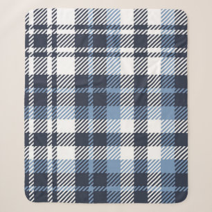 Blue and White modern tartan plaid Scottish seamle Sherpa Blanket