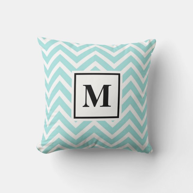 Blue and White Monogram Cushion (Front)